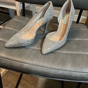 Elegant Silver Embellished Women's Heels